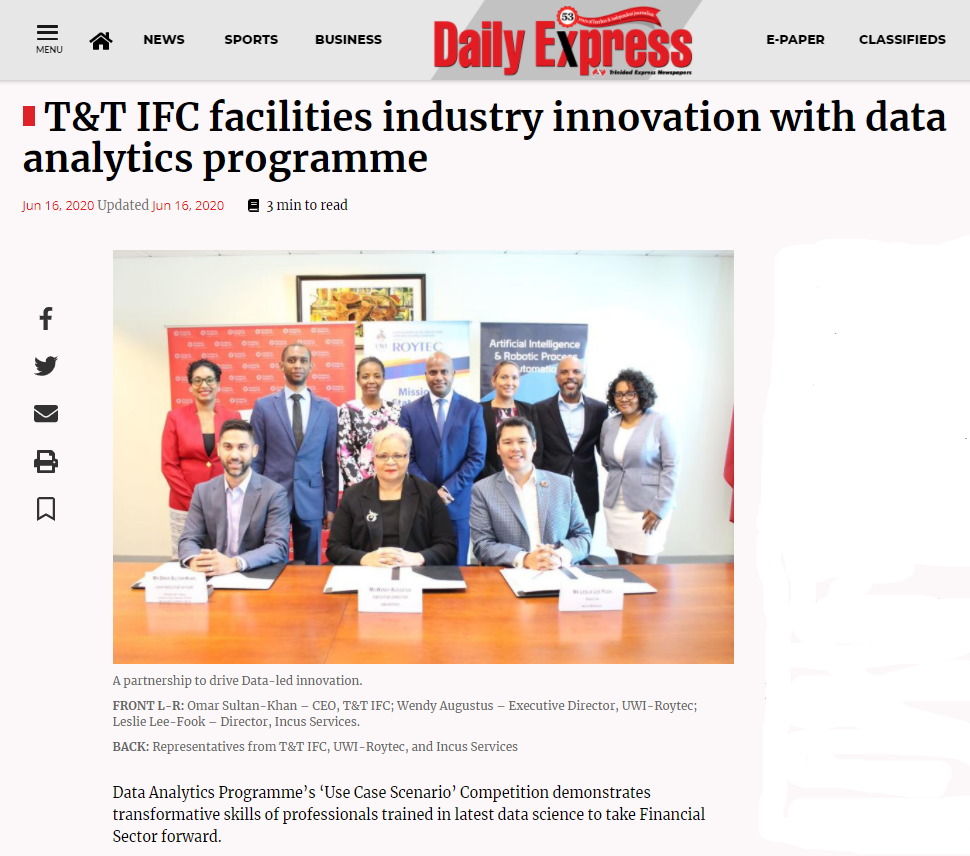 T&T IFC facilities industry innovation with data analytics programme