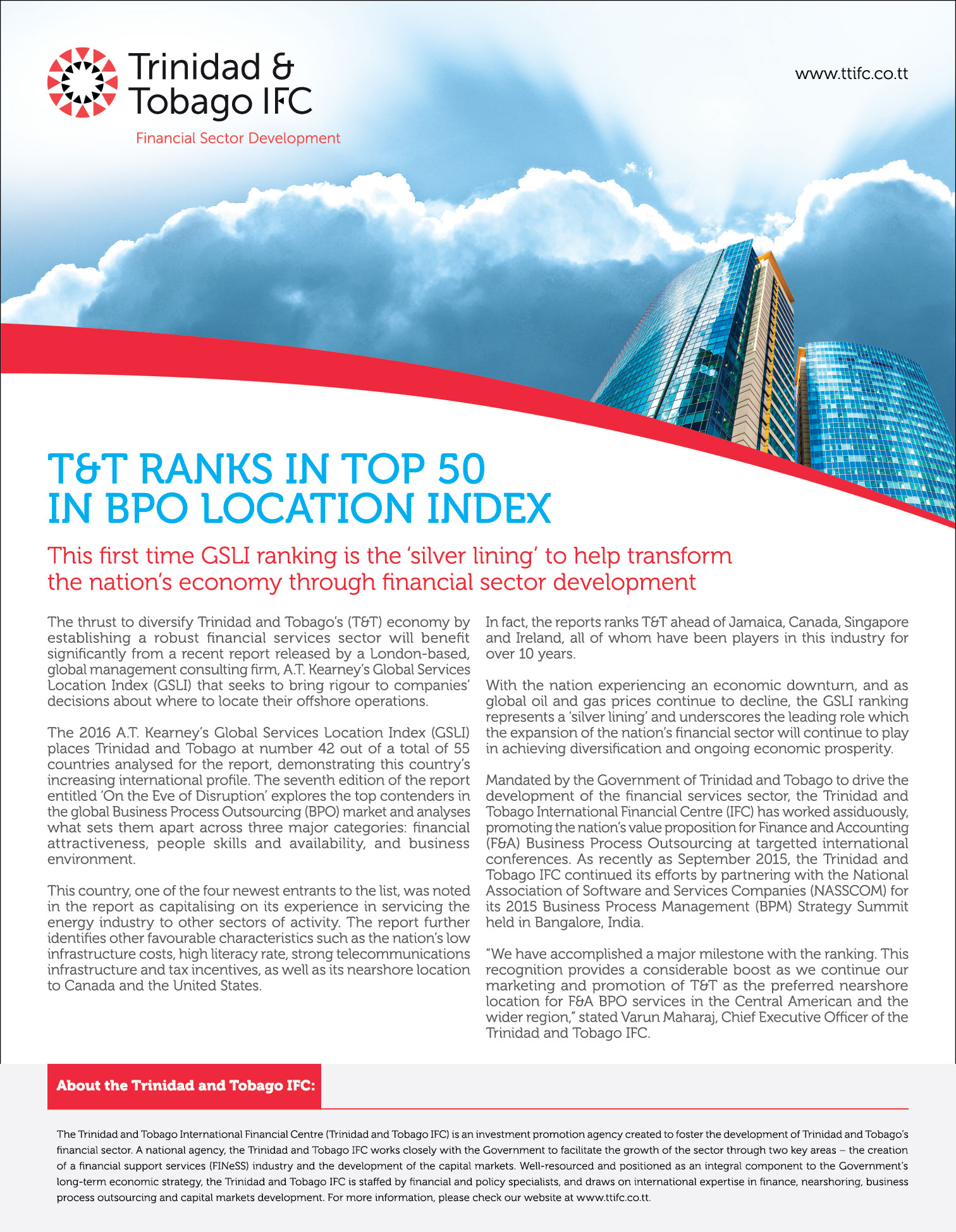T&T Ranks In Top 50 BPO Locations Index