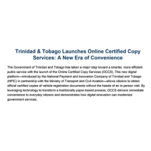 Trinidad & Tobago Launches Online Certified Copy Services: A New Era of Convenience